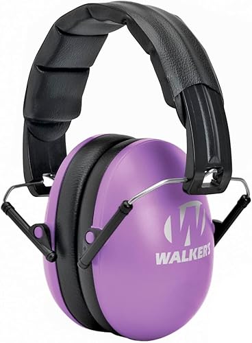 Miniatura 9 de Walker's Diadema acolchada plegable de perfil bajo para jóvenes y mujeres, orejeras ajustables de protección auditiva con gafas y enchufes, color