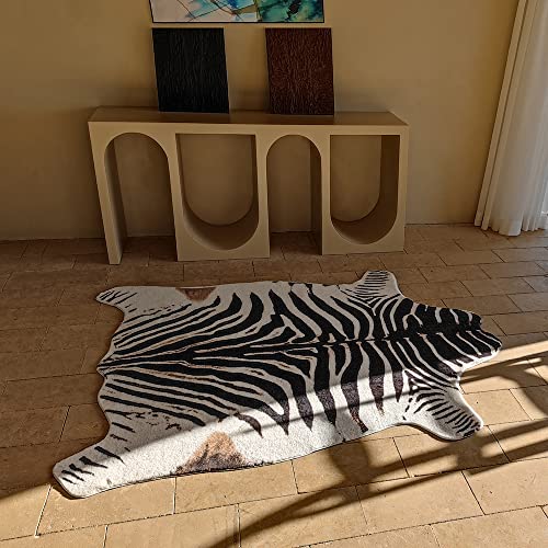 Tapete Decorativo Estampado Cebra 4.6ft x 6.6ft Blanco y Negro miniatura 4