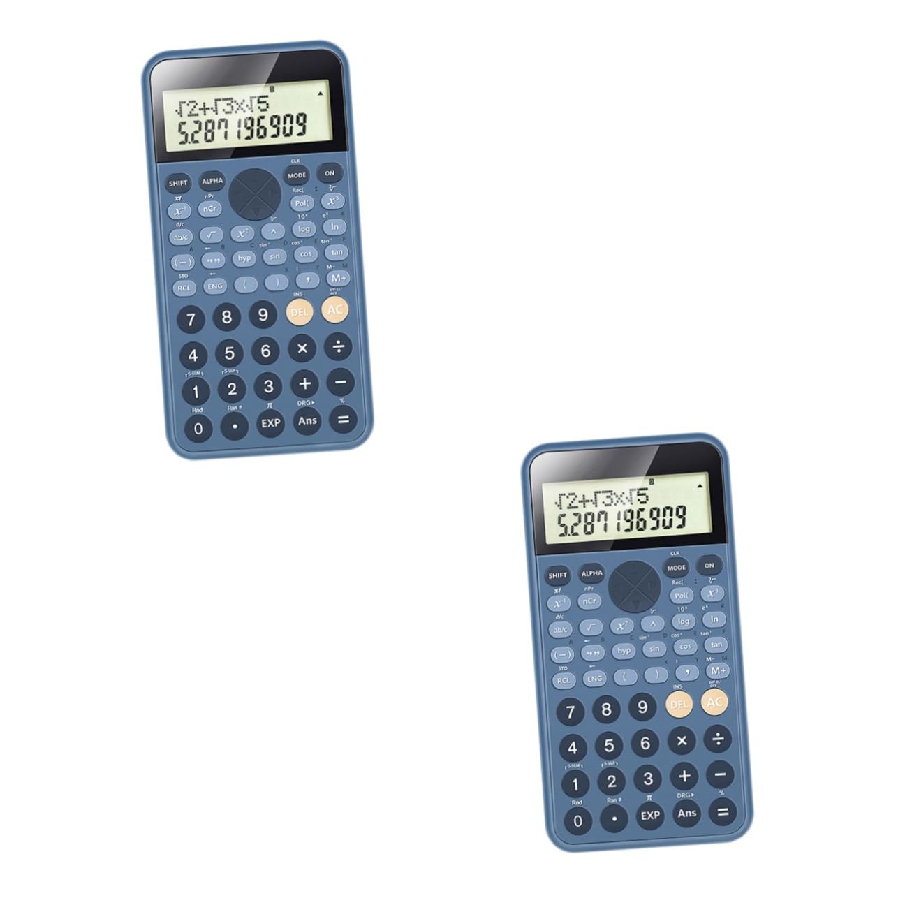 NUOBESTY 2pièces Calculatrice Scientifique Fonctionnelle Étudiante pour Compétition Et Bureau Bleu Idéale pour Mathématiques Et Comptabilité