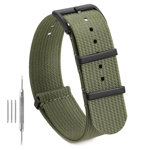 Bracelet montre nylon 22mm vert Tactical Frog pour remplacer un bracelet usé avec boucle