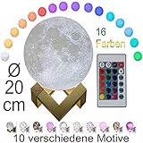 Umweltschutz - Die Mondlampe verpacken wir in einem soliden, unbedruckten Karton. Die Polsterung haben wir von Kunststoff auf lange Holzspäne umgestellt. USB Aufladung. Die 3D-Mond Lampe kann durch den eingebauten Akku kabellos an fast jeden Ort über einige Stunden betrieben werden. Fernbedienung und USB Netzteil erweitern die Einsatz- und Betriebsmöglichkeiten.