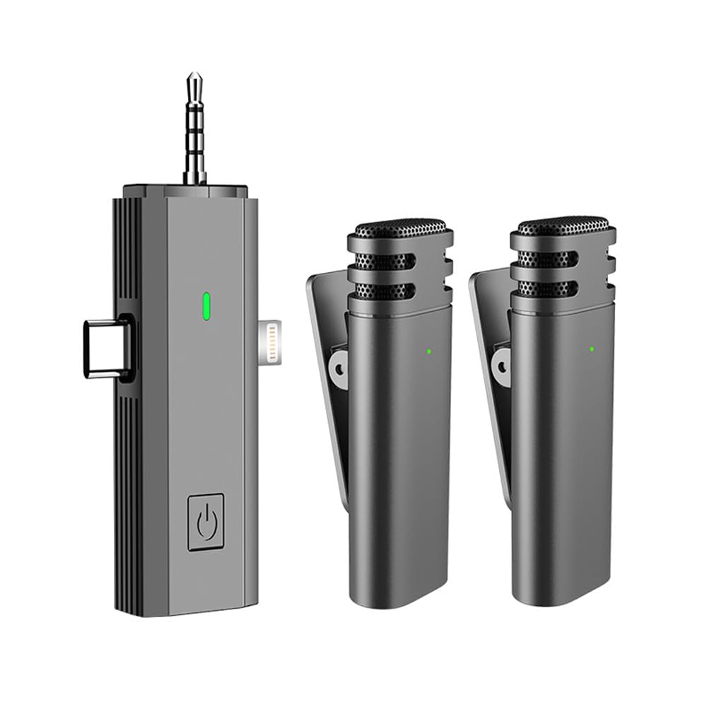 Mini Weless Lavalier 3 in 1 Receiver for Mobile Phone 360° Omnidectional Lapel Mic Noise Reduction Compatible with Type-C Android Smartphone Tablet for YouTube Facebook Live Streaming DOOMUN