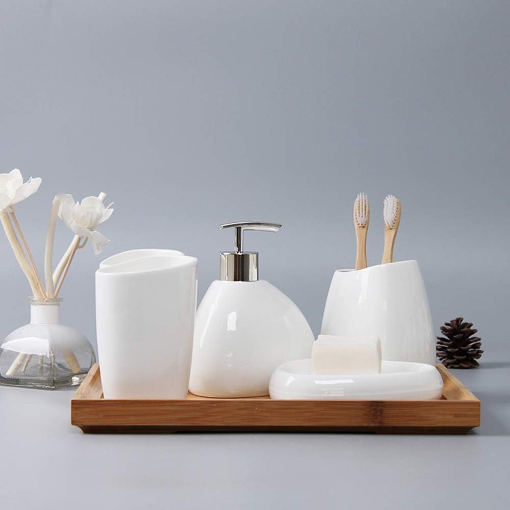 Set da Bagno in Ceramica per Bagno Accessori da Bagno Kit da Bagno Semplice in Ceramica Bianca da 6 Pezzi Set da Bagno Kit da Bagno