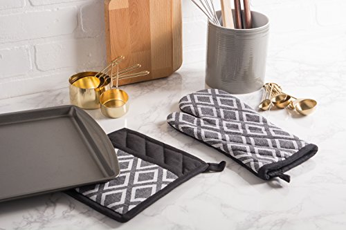 Dii Black & White Diamond Collection Kitchen Essentials, Potholder Set, 2 Piece #TOP3