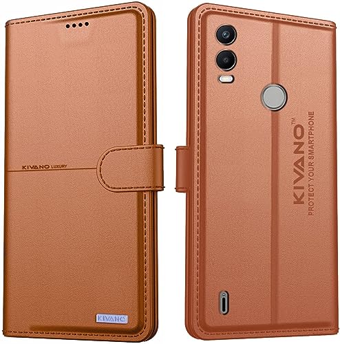 Image of Compatible with Nokia C21 Plus Flip Cover | Leather Finish | Inside Pockets & Inbuilt Stand | Shockproof Wallet Style Magnetic Closure Back Cover Case