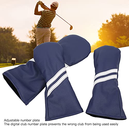 SUNGOOYUE Funda para Cabeza de Madera de Golf, Juego de Fundas para Cabeza de Palo de Golf a Rayas de PU Impermeables para Conductor No.1,3,5