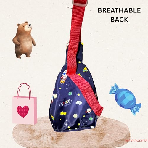 Image of Kids Small Cartoon Design Sling Crossbody Shoulder Bag for Boys & Girls, School Travel & Casual Backpack with Adjustable Strap for Children & Toddlers