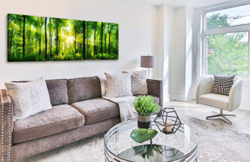 Forest Canvas Wall Art Decor - 3 Panel Tree Filled Print Photograph, Large Decorative Painting Wall Art for Living Room, Kitchen, Bedroom, Office, Modern Home Decor, Gift for Men & Women 24\" x 72\" - Thumbnail 3