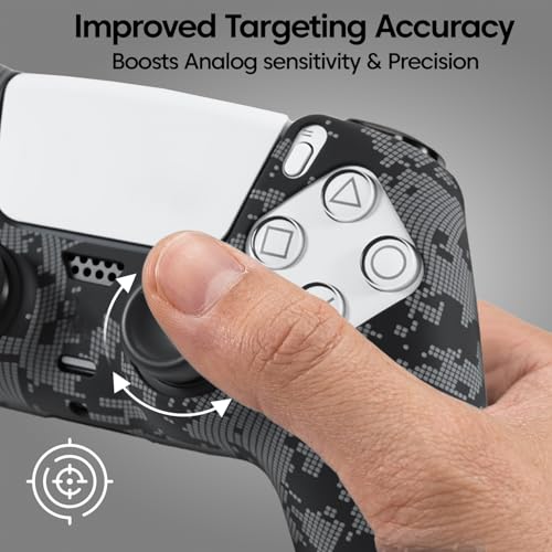 Image of Sounce Anti Slip Silicone Controller Accessories Compatible with PS5 Wireless Controller Protective Grip Skin with Thumb Grip Caps and Joystick Protectors Kit for Enhanced Control and protection(Grey)