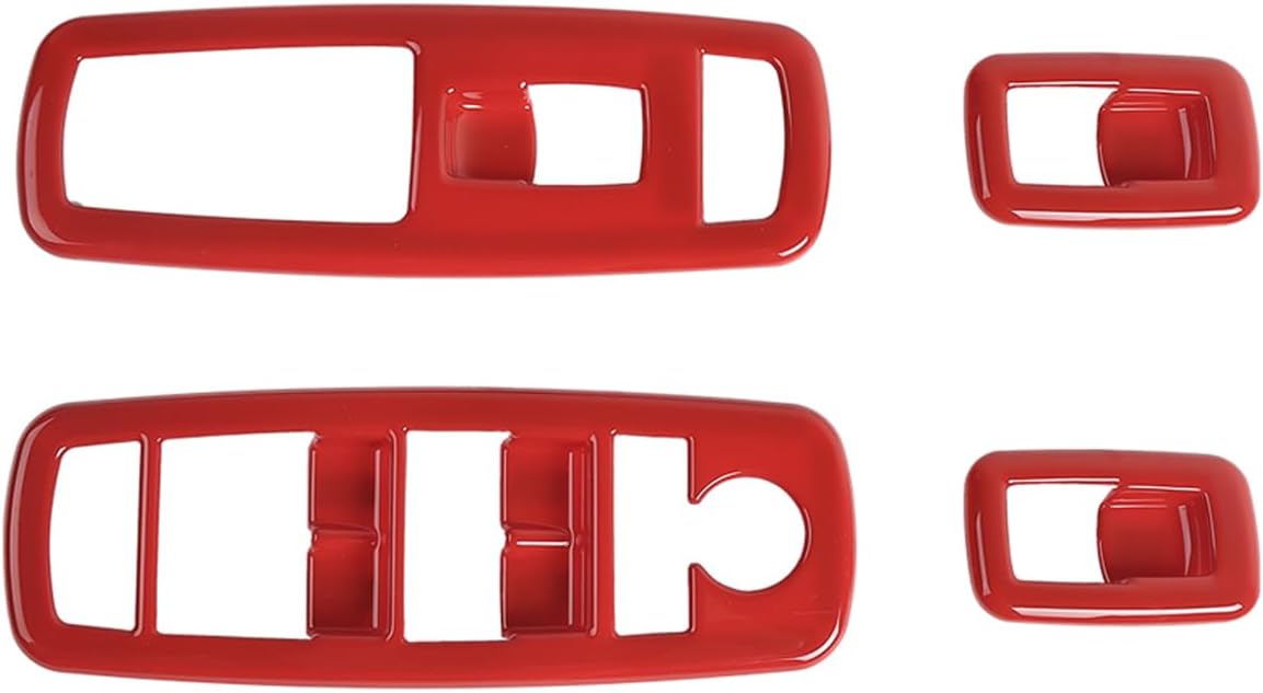 RAZPOY Window Lift Switch Cover Trim Compatible with Jeep Grand Cherokee 2011-2020 & Cherokee 2014-2024 & Grand Commander 2018-2024, Red