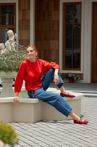 VIVAIA Miley Women's Mary Jane Flats Shoe with Stylish 3 Laces Comfortable Square Toe Ballet Flats for Women Daily Outfit4