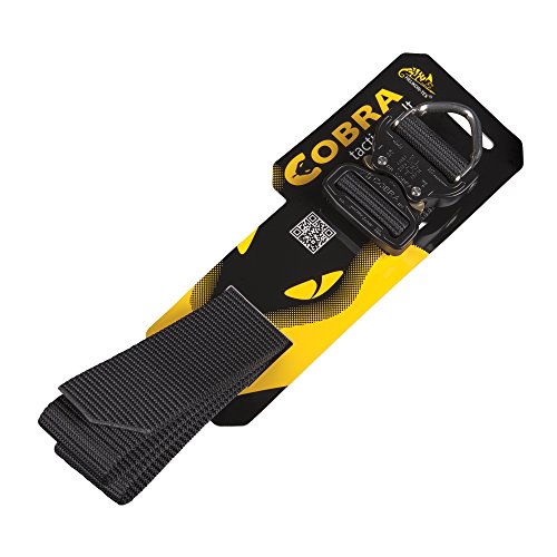 HELIKON-TEX Patrol Line, Cobra Tactical D-Ring Belt FX45 Black, Up to 36 Pants Size / 47" Belt Length2