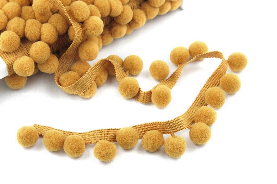 XL 2cm Pom Pom Bobble Trim Fringe Pompom Trimming Cushions Curtains Home Decor Lampshade Sewing Craft Projects - Honey - 5 Metres