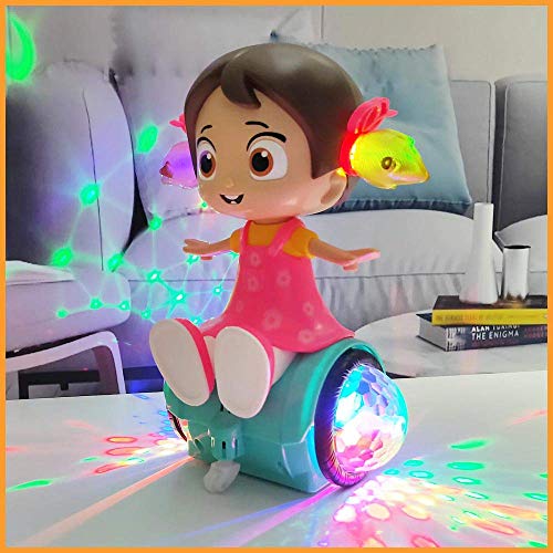 Image of Negi 360 Degree Rotating Musical Dancing Girl Doll Activity Play Center Toy with Flashing Lights and Bump and Go Action for Kids
