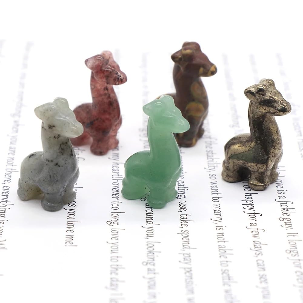 RVBLRDSE Crystal Giraffe Quartz Stone Carving Statue Crafts Home Decoration (Color : Flame, Size 20 pcs) Gemstone Stone