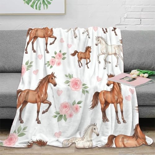 Couverture anti-bouloche en microfibre douce avec jeté de canapé cheval 3D