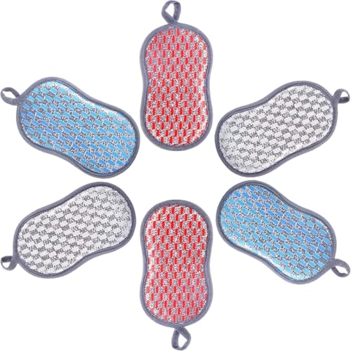 Image of Xeahung 6Pcs Cleaning Sponges Kitchen Sponge Scrubbers Dual-Sided Scrub Sponges for Kitchen Sponges for Washing Dishes Sponge Non Scratch