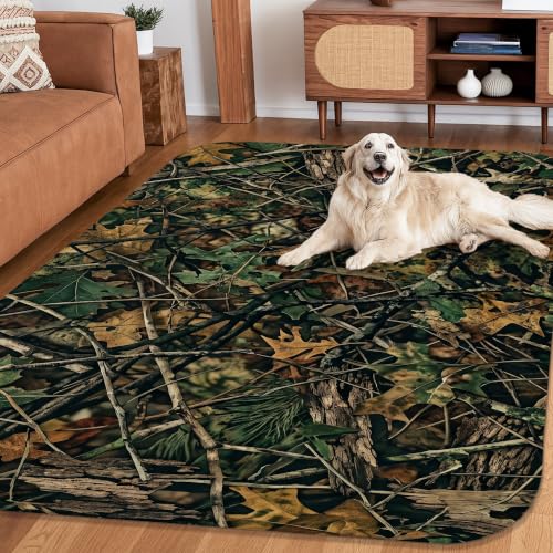 Alfombra rectangular de camuflaje y ramas para dormitorio y escritorio 4