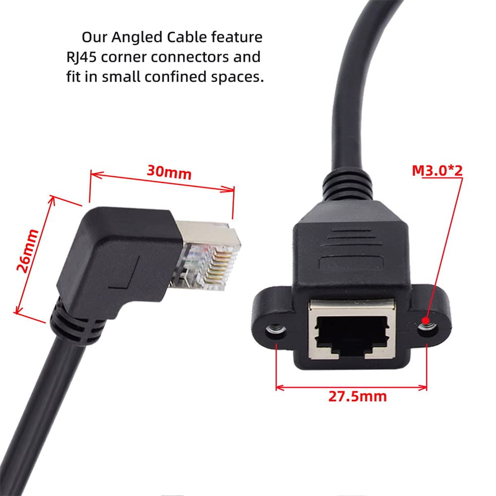 Cavo Prolunga Ethernet NFHK Cat6 - Angolo 90 Gradi, Maschio A Femmina, 30 Cm, 1000Mbps