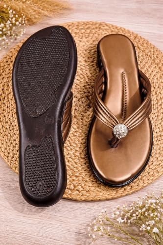Image of Women Stylish Toe Ring Flats | Cushioned Comfort Slip-On Sandals | Anti-Slip Daily Wear| Lightweight Casual Footwear KS913