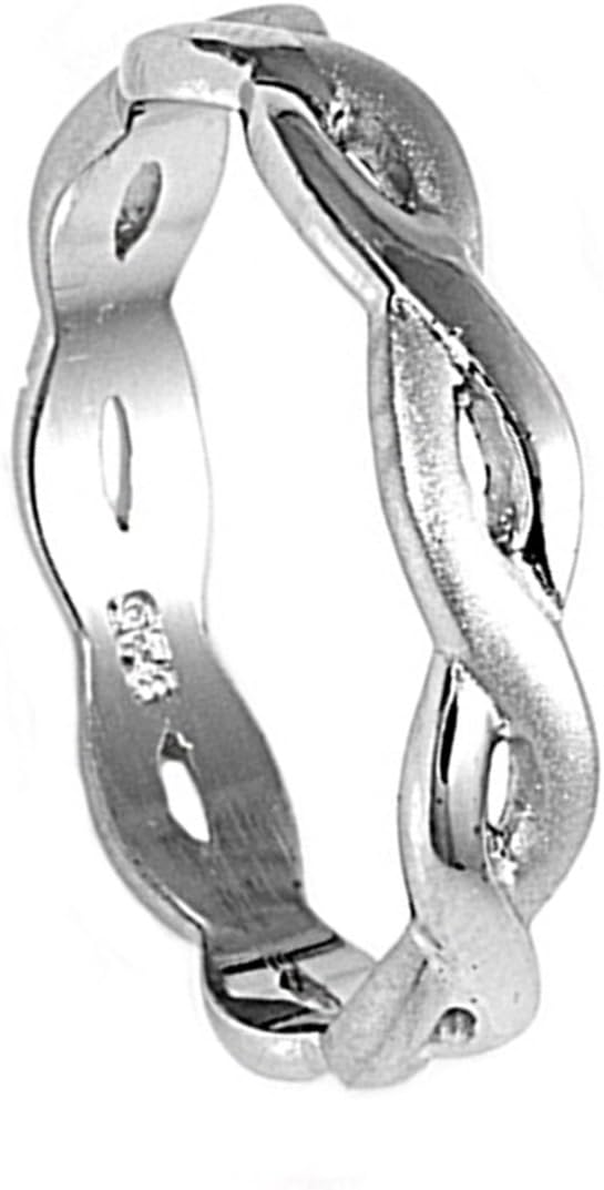Sterling Silver Women's Weave Infinity Ring Wholesale 925 Band 4mm Sizes 3-12