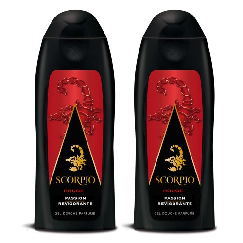 Scorpio gel douche homme rouge flacon 250 ml lot de 2 pour hygiène quotidienne