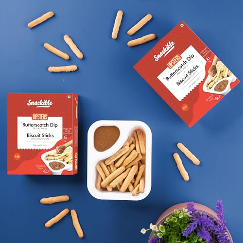 Image of Snackible Dipsters Biscuit Sticks & Dip - Assorted Pack of 12 Flavours | Chocolatey, Butterscotch, Caramel, Cookies & Cream | (Pack of 24) - 24x30gm | Baked | Healthy Dip and Biscuit Sticks | Mixed Flavors | Creamy Dips