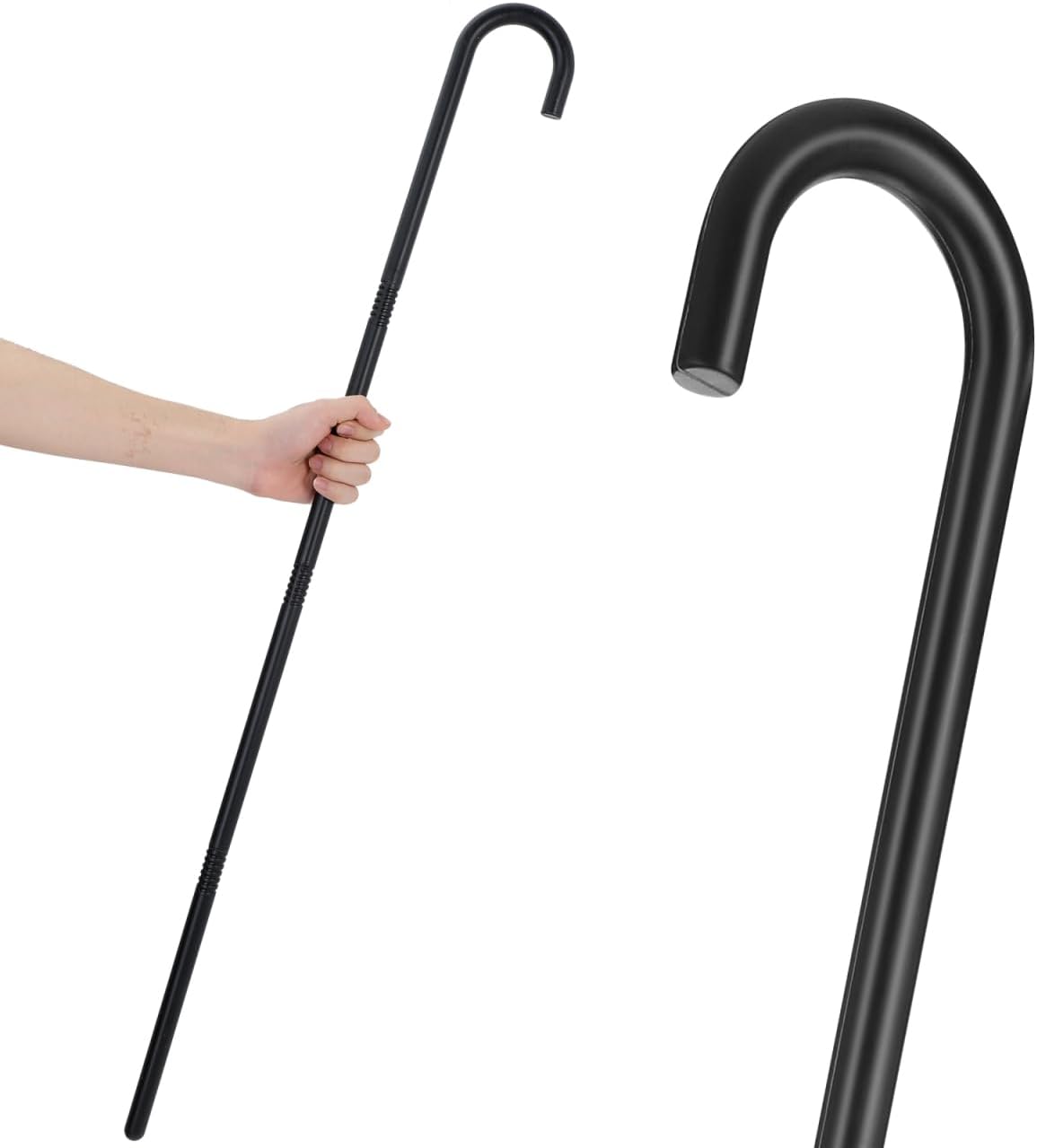 Plastic Magician Crutch Theatrical Cane Spell Casting Stick Black Magician Cane Costume Accessory for Adult Magician Costume 100X1.8CM