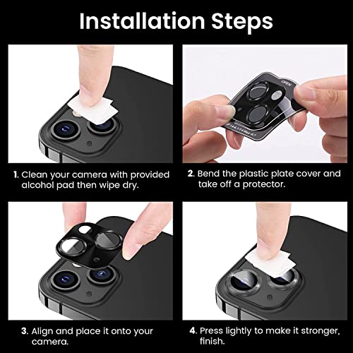 Image of GRIPP 2in1 Focal Camera Lens Protector for iPhone 14, iPhone 14 Plus, Aluminium Alloy Ring, Ultra-Clear HD Glass, Scratch-Resistant, Case Friendly, Easy Install - Black