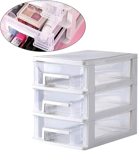 Miniatura 9 de Gatuida Cajones de almacenamiento de plástico, organizador de escritorio de 3 cajones, caja de almacenamiento de escritorio de plástico
