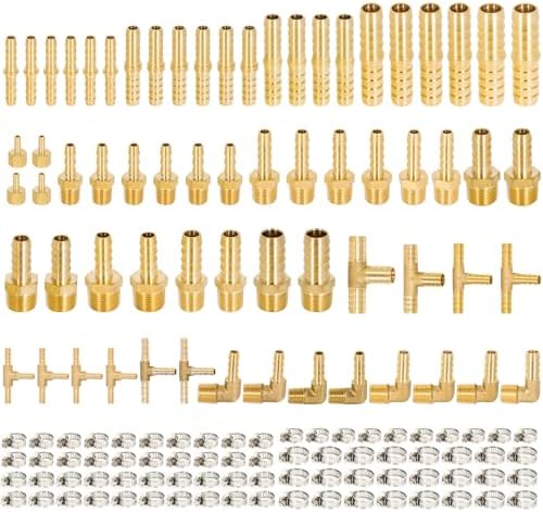 69-Piece Brass Hose Barb Fittings Assortment Kit – Splicers, Couplers & Tees In 6 Sizes - View #2
