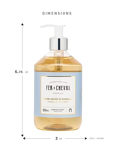 Miniatura 4 de Jabón líquido Fer à Cheval Marsella, jabón líquido francés de lujo, Savon Liquide De Marseille, Seaside Citrus 16.9 fl oz, juego de 2, 16.9 onzas