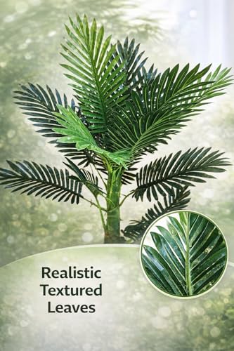 Image of 5 Feet Artificial Palm Tree | Realistic Lush Green Leaves | Indoor & Outdoor Tropical Decor | Height 150 cm | Maintenance-Free Faux Plant for Home, Office, Garden
