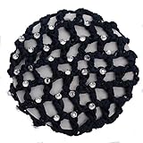 MATERIAL: 100% Polyester JUSTFOX - Dutt Netz Haarnetz Bun Frisurenhilfe Stoff Knotennetz mit Strass dunkel blau