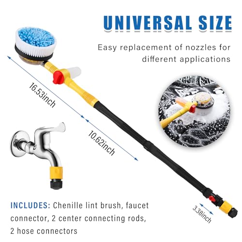Image of Ziciner Rotating Car Wash Brush, Automatically Foams Auto Wash Brush with Long Handle, High Pressure Washer Gun and Hose Nozzle Car Wash Kit for Cars, Yards, Gardens, Pets