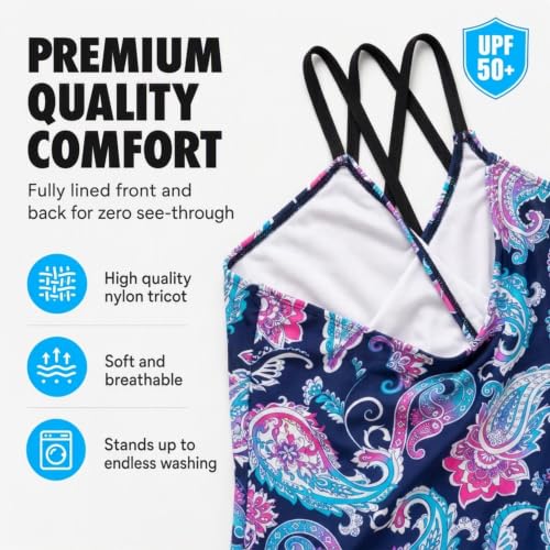 Image of Kanu Surf Girls' Reese UPF 50 Beach Sport Criss-Cross One Piece Swimsuit
