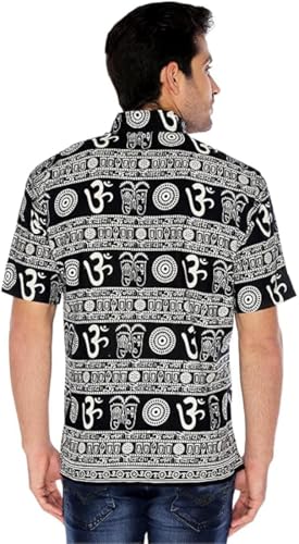 Image of THE MAKKI Trends - Om Printed Kurta for Men & Boys | Cotton Half Sleeve Mahadev Mahakal Kurta T-Shirt for Events, Festivals, and Religious Ceremonies (Regular)