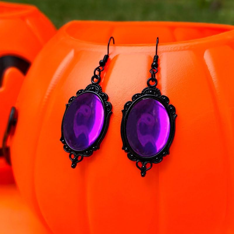 Gothic Necklace Earrings Set for Women Halloween Raven Cameo Dangle Earrings Vintage Punk Crystal Choker Necklaces Halloween Costume Accessories - Image 6