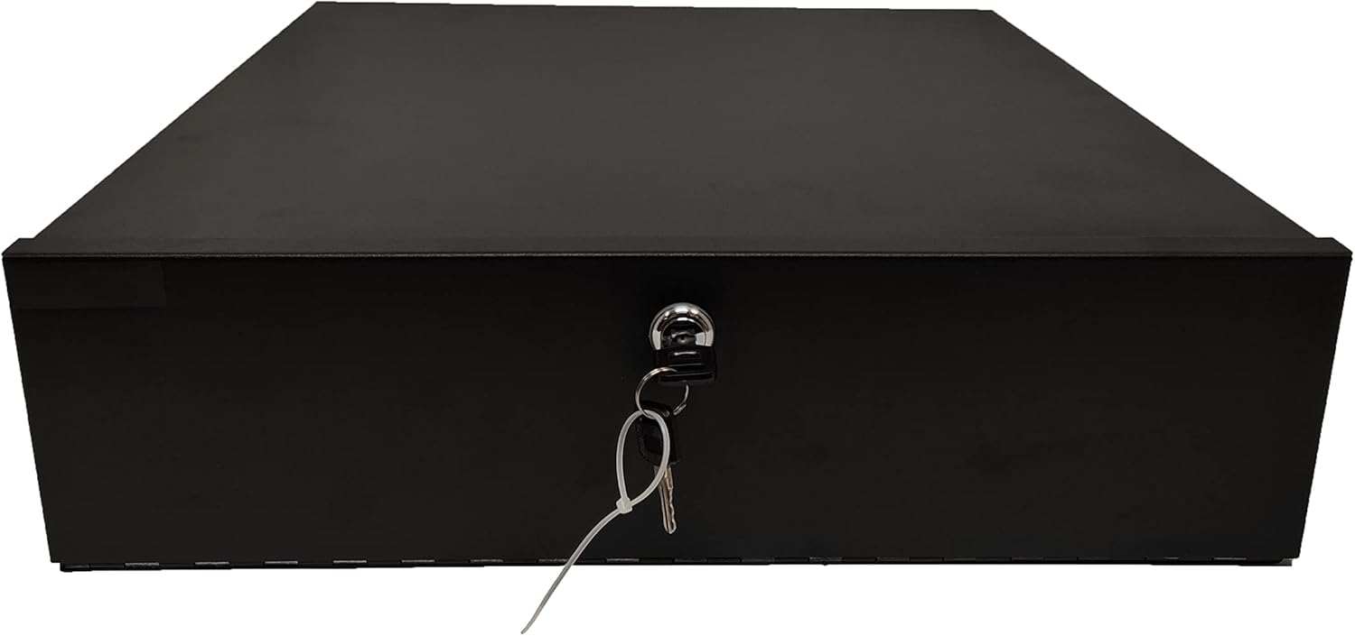 Tricom Black Heavy Duty 16 Gauge Steel DVR Security Lockbox with Fan and Key 18" x 18" x 5"