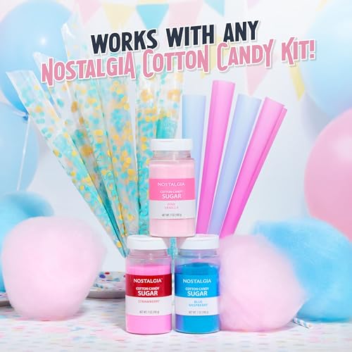 Image of Nostalgia Countertop Cotton Candy Machine - Use Normal or Sugar-Free Candy or Flossing Sugar - Includes 2 Reusable Cones and Measuring Scoop - Pink