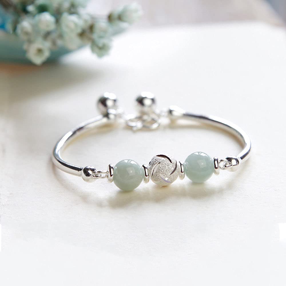Bracciale Argento Donna,Bracciale Donna In Argento Sterling S990 Bracciale Cinese Vintage Aperto Con Polsino In Agata Verde Bracciale Donna In Argento Sterling Gioielli Regali Per Sua Moglie Fidanza