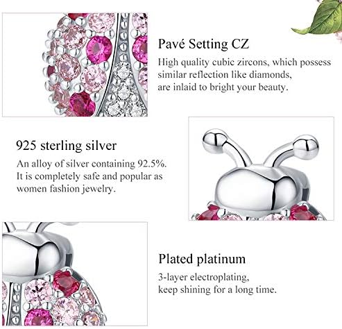 925 Sterling Silver Reflexions Bracelet for Women Mesh Bracelet Clip Beads Safe Chain.Birthday Christmas Charms for Friends Mothers Wife (Ladybug Charms) - Image 4