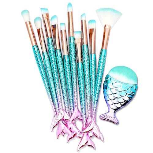 11PCS Makeup Brushes Set, Stocking Stuffers for Teen Girls Kids Women, Foundation Eyebrow Blush Brushes, Easter Basket Stuffers Essentials, Christmas Gifts for Grandkids Teens Girls Accessories Stuff