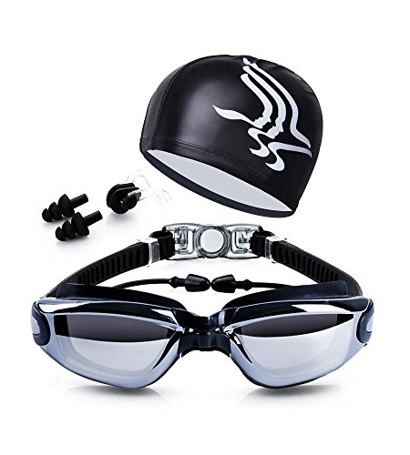 Dsoso Swim Goggles + Swim Cap + Case + Nose Clip + Ear