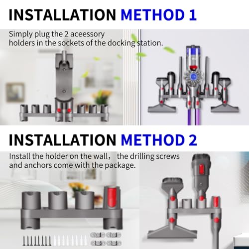 Image of keluke Premium Accessory Holders Compatible with Dyson Vacuum Cleaners - Wall Mount and Docking Station Organizer for V15 V7 V8 V10 V11 Model, with 10 Storage Adapters (2 Pack)