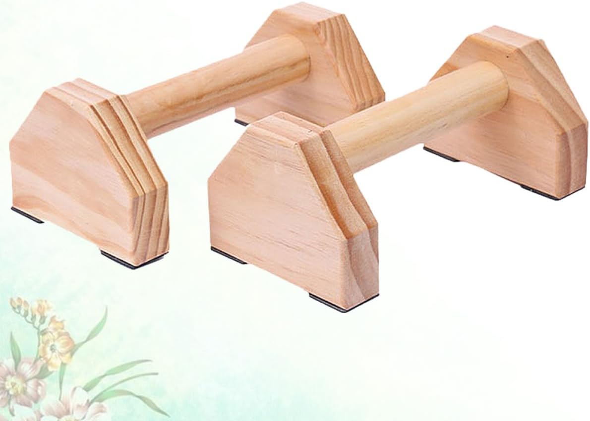 Operitacx Solid Wood Push-up Frame and Handstand Bars, 1 Pair Push-up Bracket Muscle Training Device for Home Workout and Upper Body Strength Fitness Equipment