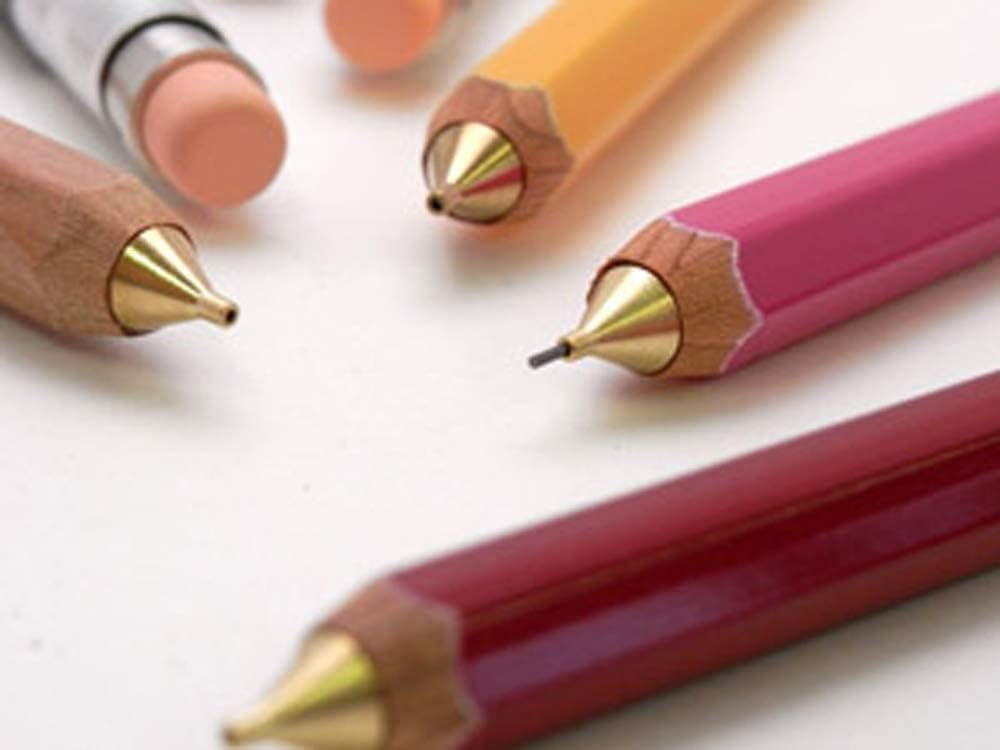 Slip-On WSP-2801 Wooden Shaft Mechanical Pencil, L, No Logo Print, Red, Pencil Style, Eraser Included, 0.02 inch (0.5 mm) Core, Gift, Made in Japan