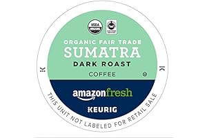 AmazonFresh Organic, Fair Trade Kosher K-Cups, Sumatra Dark Roast