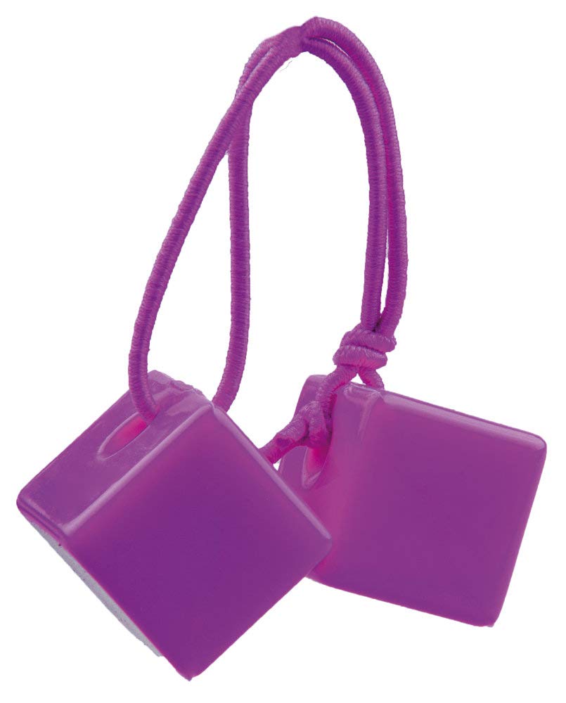 Cube queue de cheval à deux perles, 5 pièces, rose, bleu, jaune, violet, vert, sur carton à suspendre (390 x 295 x 265)