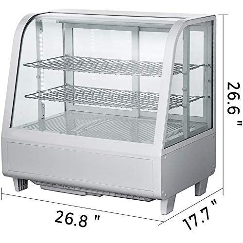 Image of VBENLEM 3.5cu.ft. Commercial Countertop Refrigerator 100L White Bakery Dairy Display Cooler Case with Automatic Defrost LED Lighting Suit for Cake Roaster Shop Cafe Use